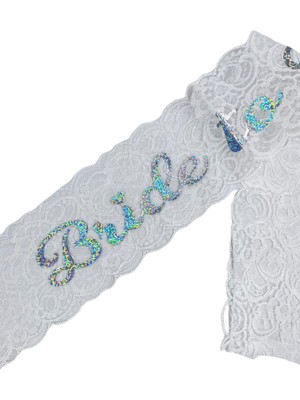 Brıde To Be Beyaz Dantelli Gümüş Kuşak 9X140 cm