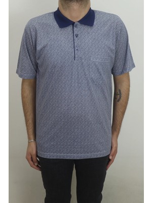 Santa Fistan Store Erkek Desenli Klasik Kesim Rahat Kalıp Tek Cepli Polo Yaka Tişört