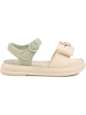 Yeşil Hafif Esnek Taşlı Kız Çocuk Sandalet 25Y600-5  F