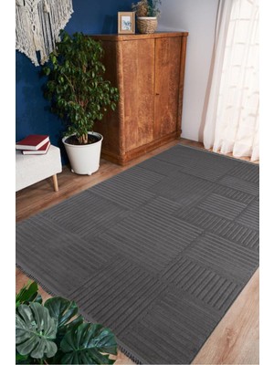 Enti Prag 9202 Antrasit Halı Yolluk Modern Salon Halısı Antre Hol