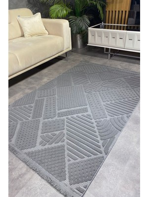 Luxess Mood 1119 Antrasit Hav Toz Vermez Salon Halısı Kesme Halı Yolluk Kaymaz Taban Halı