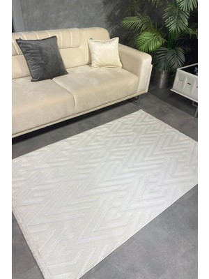 Luxess Mood 1118 Krem Hav Toz Vermez Salon Halısı Kesme Halı Yolluk Kaymaz Taban Halı