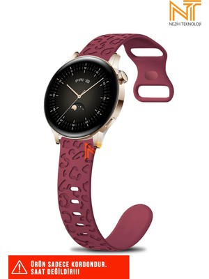 Huawei Watch Gt-Gt2-Gt3 42MM Elegant 20MM Uyumlu 5d Leopar Desenli Silikon Kordon