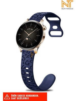 Huawei Watch Gt-Gt2-Gt3 42MM Elegant 20MM Uyumlu 5d Leopar Desenli Silikon Kordon