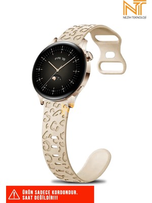 Huawei Watch Gt-Gt2-Gt3 42MM Elegant 20MM Uyumlu 5d Leopar Desenli Silikon Kordon
