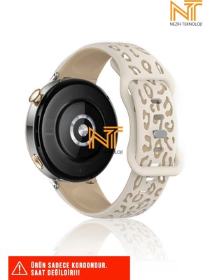 Huawei Watch Gt-Gt2-Gt3 42MM Elegant 20MM Uyumlu 5d Leopar Desenli Silikon Kordon