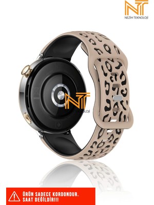 Huawei Watch Gt-Gt2-Gt3 42MM Elegant 20MM Uyumlu 5d Leopar Desenli Silikon Kordon