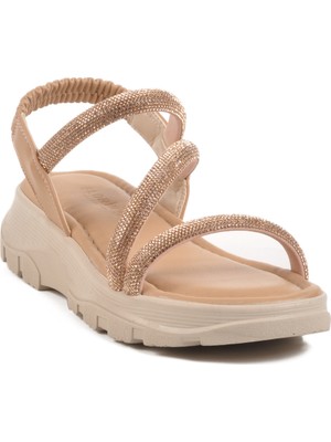 Bej Topuklu Kadın Sandalet T-005 Z