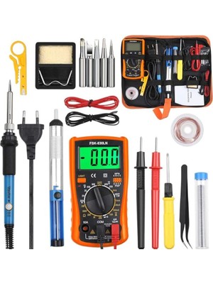 Techtic Sıcaklık Ayarlanabilir Seramik Rezistörlü 60W Havya Lehim Makinesi Full Set Digital LCD Ekran