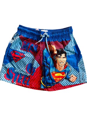 Erkek Çocuk Superman Baskılı Deniz Şortu