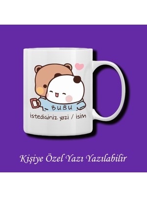 Bubu Dudu Tasarımlı Sevgililer ve Eşlere Isim ve Yazı Yazılabilir Renkli Kupa Bardak