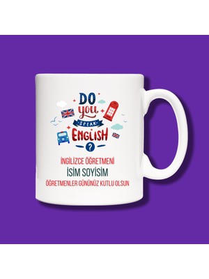 Öğretmenler Günü Kişiye Özel Ingilizce Öğretmeni Tasarımlı Hediye Kupa Bardak