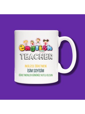 Öğretmenler Günü Kişiye Özel Ingilizce Öğretmeni Tasarımlı Hediye Kupa Bardak