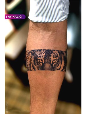 1 Ay Kalıcı Şerit Dövme Kol Bacak Bilek Vücut Dövmesi Kaplanlı Şerit Tattoo