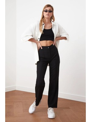 Sosostyle Kadın Yüksek Bel Nervurlu Ithal Krep Pantolon