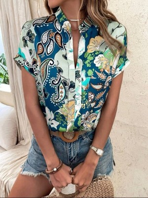 Passense Kadın Moss Krep Kumaş V Yaka Yarasa Kol Bluz