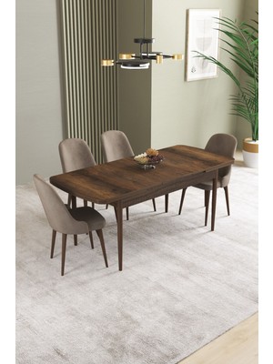 Ikon Barok Desen 80X132 Mdf Açılabilir Mutfak Masası Takımı 4 Adet Sandalye