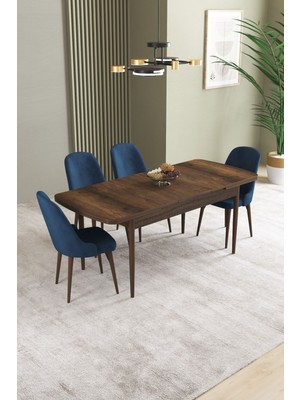 Ikon Barok Desen 80X132 Mdf Açılabilir Mutfak Masası Takımı 4 Adet Sandalye