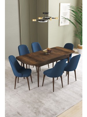 Ikon Barok Desen 80X132 Mdf Açılabilir Mutfak Masası Takımı 6 Adet Sandalye