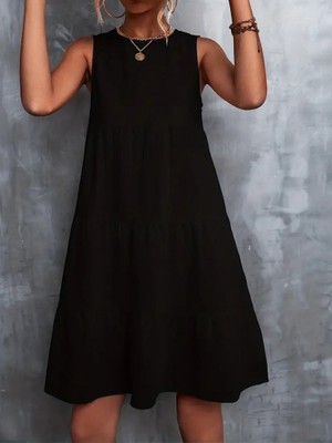 Ag Shoppings Kadın Sıfır Kol Bisiklet Yaka Aerobin Elbise