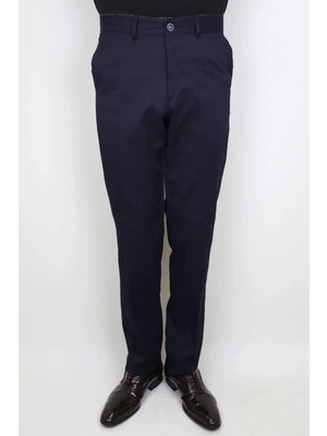 Toricelli Fistan Store Erkek Lacivert Klasik Kesim Rahat Kalıp Boru Paça Yandan Cepli Yazlık Keten Pantolon