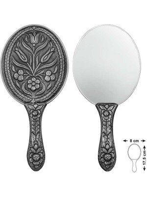 Turtcest 925 Ayar Gümüş Lale Motifli El Aynası