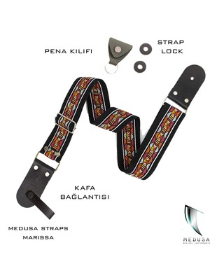 Deri Uçlu Gitar Askısı (Tüm Gitarlarla Uyumludur) Gitar Kayışı Guıtar Strap - Marıssa