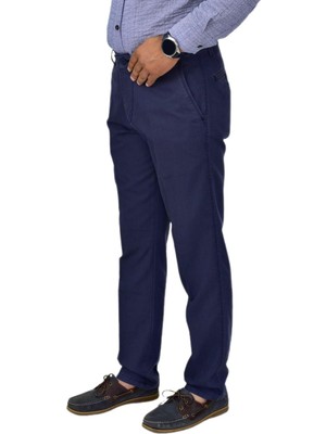 Lavetto Erkek Kanvas Yazlık Pantolon Klasik 654 BGL-ST04603 Regular Fit Pamuklu Düz Desen Lacivert