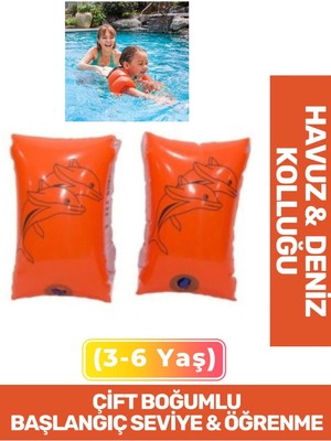 Carlburn Yunus Desenli Başlangıç Seviye Çift Boğumlu 3-6 Yaş Çocuk Deniz Havuz Yüzme Öğrenme Şişme Kolluğu