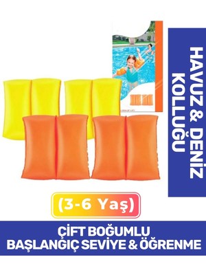Carlburn Özel Üretim Başlangıç Seviye Çift Boğumlu 3-6 Yaş Çocuk Deniz Havuz Yüzme Öğrenme Şişme Kolluğu