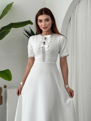 Defy Moda Wera Taşlı Fiyonk Detaylı Elbise