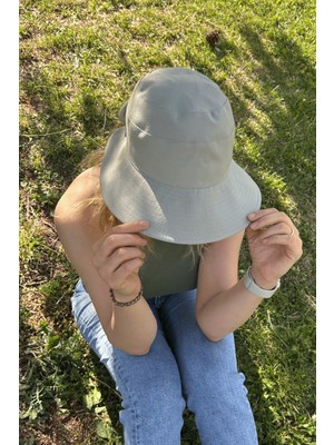 Fiyonk Detaylı Keten Bucket Kadın Şapka