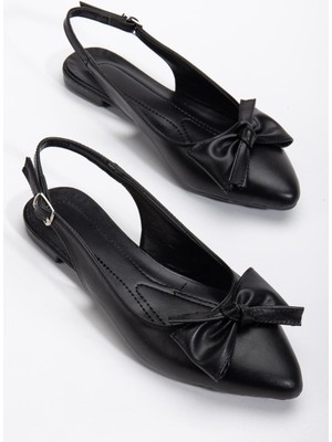 Kadın Babet Siyah Arka Açık Fiyonklu