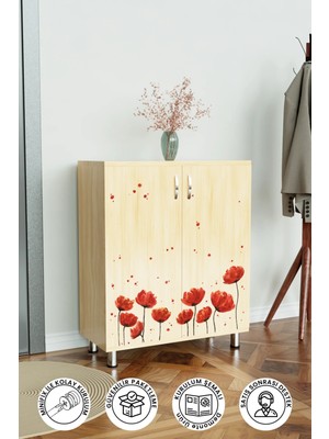 Red Anemone 4 Raflı Ayakkabılık Antre Hol Çok Amaçlı Ayakkabı Dolabı