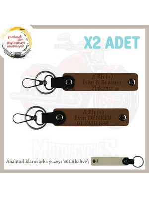 Hız Severlere, Isim Plaka ve A+ Kan Grubu Yazılı Özel Üretim X2 Anahtarlık, Sürpriz Hediye, Kahve-Sk