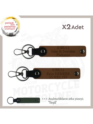 Hız Severlere Isim Plaka ve 0- Kan Grubu Yazılı Özel Üretim X2 Anahtarlık Sürpriz Hediye, Kahve-Ysl