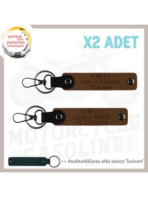 Hız Severlere Isim Plaka ve 0+ Kan Grubu Yazılı Özel Üretim X2 Anahtarlık Sürpriz Hediye, Kahve-Laci