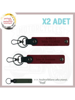 Hız Aşıkları Için Isim Plaka ve A Rh (-) Kan Grubu Kişisel, Acil Durum Deri X2 Anahtarlık, Bordo-Ysl