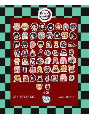 Demon Slayer Sticker Seti 58 Adet - Anime Sticker - Parlak Sticker
