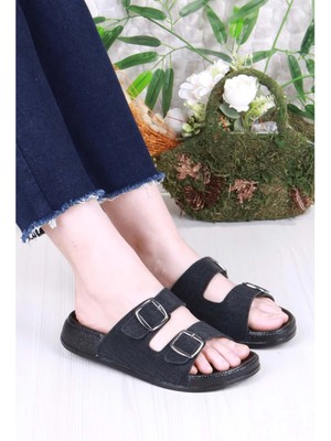 PIEN-2150 Ayarlanabilir Çift Tokalı Ekstra Yumuşak Anatomik Tabanlı Kadın Terlik - NKT02150-SIYAH-37