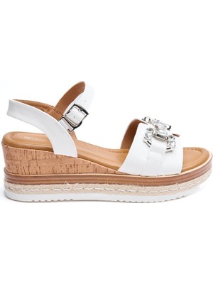 Günlük Bilekten Bantlı Taşlı Kadın Sandalet