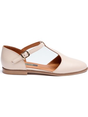 Hakiki Deri Kadın Bilekten Bantlı Babet