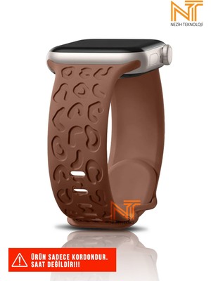 Nezih Case Watch Seri 5/6/7/8/9/se 38/40/41mm Seri 10 42 / Seri 11 42mm Uyumlu Leopar Silikon Kordon