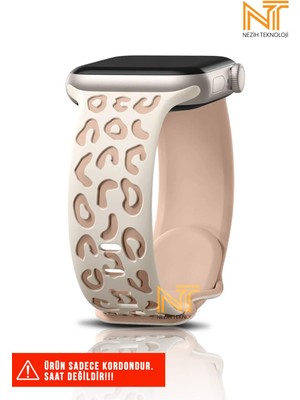 Nezih Case Watch Seri 5/6/7/8/9/se 38/40/41mm Seri 10 42 / Seri 11 42mm Uyumlu Leopar Silikon Kordon