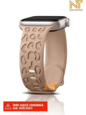 Nezih Case Watch 6/7/8/9/10/se/ultra/ultra2 44/45/49mm / Seri 10 46 / Seri 11 46mm Uyumlu Leopar Silikon Kordon