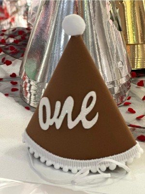 Bkmc Party Retro One Yazılı Kukuleta Doğum Günü Şapkası Mini Boy 13*13CM