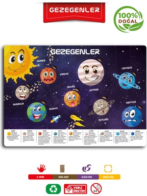 Montessori Solar Sistem Gezegenler Eğitici Ahşap Bultak Yapboz Oyuncak Puzzle Öğretici Oyuncak