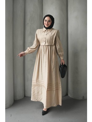 Yanları Bağlamalı Yelekli Elbise, Tesettür Uyumlu Bağlamalı Yelekli Elbise