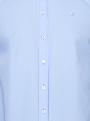 Cacharel Erkek Mavi Slim Fit %100 Pamuk Klasik Yaka  Basic Gömlek 50250885-VR036