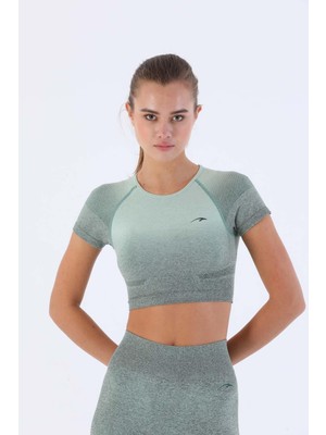 Maraton SlimFit Kadın Bisiklet Yaka  Kısa Kol Sarmaşık Crop Top 811030